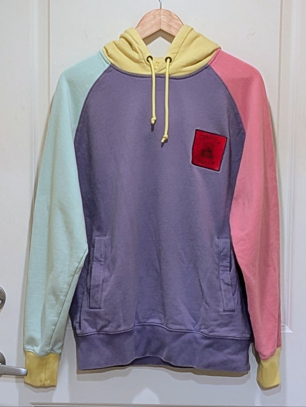 Teddy Fresh M Purple Blue Pink Red and Yellow Colour Block Hoodie 2.0